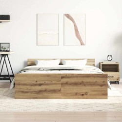 Cadre de lit sans matelas chêne artisanal 140x190 cm 