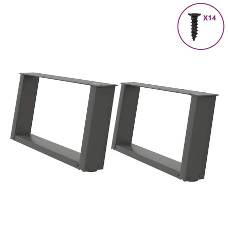 Pieds de table basse en U 2 pièces Anthracite 60 x (30-31) cm Acier 