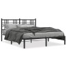 Cadre de lit métal sans matelas avec tête de lit noir 150x200cm 