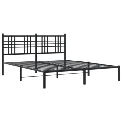 Cadre de lit métal sans matelas avec tête de lit noir 150x200cm 