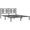 Cadre de lit métal sans matelas avec tête de lit noir 150x200cm 