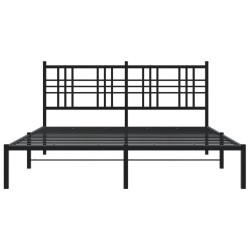 Cadre de lit métal sans matelas avec tête de lit noir 150x200cm 