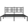 Cadre de lit métal sans matelas avec tête de lit noir 150x200cm 