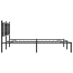 Cadre de lit métal sans matelas avec tête de lit noir 150x200cm 