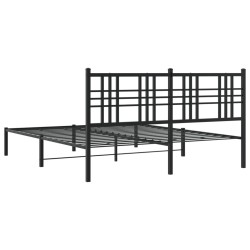 Cadre de lit métal sans matelas avec tête de lit noir 150x200cm 