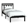 Cadre de lit sans matelas noir bois massif 