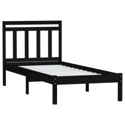 Cadre de lit sans matelas noir bois massif 
