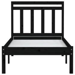 Cadre de lit sans matelas noir bois massif 