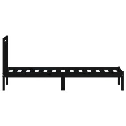 Cadre de lit sans matelas noir bois massif 