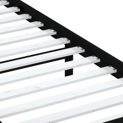 Cadre de lit sans matelas noir bois massif 