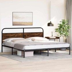 Cadre de lit en métal sans matelas chêne fumé 183x213 cm 