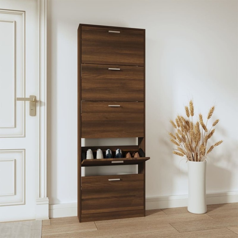Armoire à chaussures Chêne marron 59x17x169cm Bois d'ingénierie Armoire à chaussures Chêne marron 59x17x169cm Bois d'ingénierie