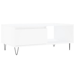 Table basse Blanc 90x50x36,5 cm Bois d'ingénierie 