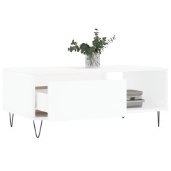 Table basse Blanc 90x50x36,5 cm Bois d'ingénierie 