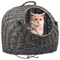 Cage de transport pour chats Gris 50x42x40 cm Saule naturel 