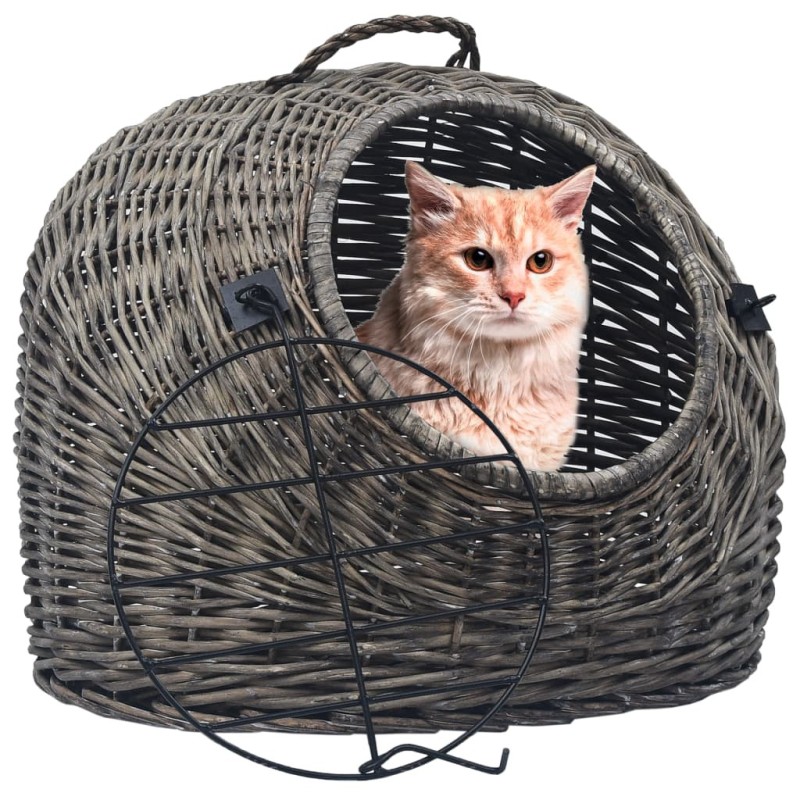Cage de transport pour chats Gris 50x42x40 cm Saule naturel 