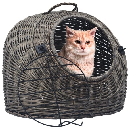 Cage de transport pour chats Gris 50x42x40 cm Saule naturel 