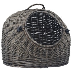 Cage de transport pour chats Gris 50x42x40 cm Saule naturel 