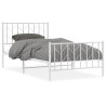 Cadre de lit métal sans matelas et pied de lit blanc 100x190 cm 