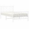 Cadre de lit métal sans matelas et pied de lit blanc 100x190 cm 