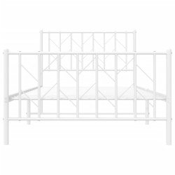 Cadre de lit métal sans matelas et pied de lit blanc 100x190 cm 