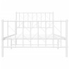Cadre de lit métal sans matelas et pied de lit blanc 100x190 cm 