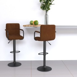 Tabourets de bar lot de 2 marron velours 