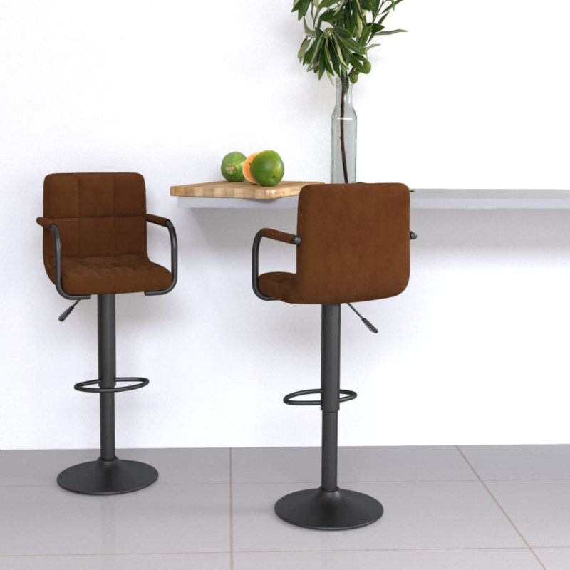Tabourets de bar lot de 2 marron velours Tabourets de bar lot de 2 marron velours