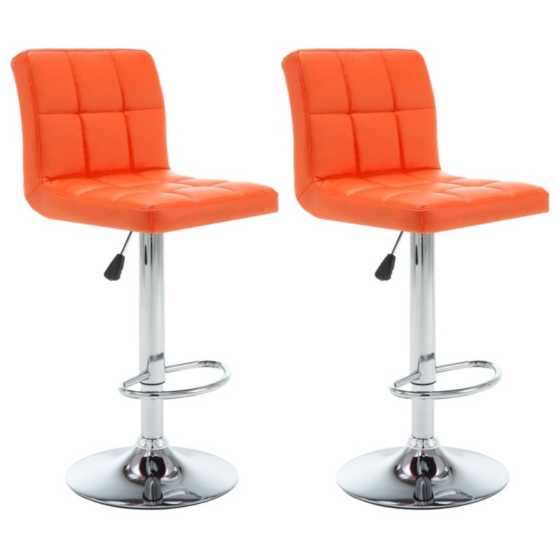Tabourets de bar lot de 2 orange similicuir Tabourets de bar lot de 2 orange similicuir