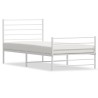 Cadre de lit métal sans matelas et pied de lit blanc 107x203 cm 