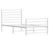 Cadre de lit métal sans matelas et pied de lit blanc 107x203 cm 