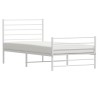 Cadre de lit métal sans matelas et pied de lit blanc 107x203 cm 