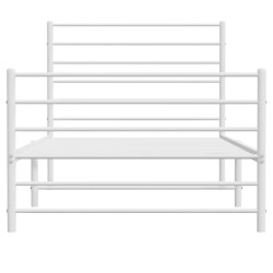 Cadre de lit métal sans matelas et pied de lit blanc 107x203 cm 