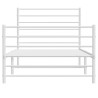 Cadre de lit métal sans matelas et pied de lit blanc 107x203 cm 