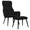 Chaise de relaxation avec tabouret Noir Tissu 