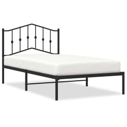 Cadre de lit métal sans matelas avec tête de lit noir 100x190cm 