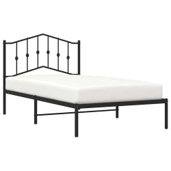 Cadre de lit métal sans matelas avec tête de lit noir 100x190cm 