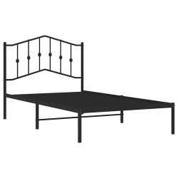 Cadre de lit métal sans matelas avec tête de lit noir 100x190cm 
