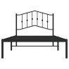 Cadre de lit métal sans matelas avec tête de lit noir 100x190cm 