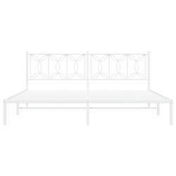 Cadre de lit métal sans matelas et tête de lit blanc 193x203 cm 