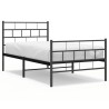 Cadre de lit métal sans matelas avec pied de lit noir 100x190cm 