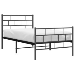 Cadre de lit métal sans matelas avec pied de lit noir 100x190cm 