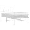 Cadre de lit métal sans matelas et pied de lit blanc 100x190 cm 