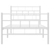 Cadre de lit métal sans matelas et pied de lit blanc 100x190 cm 