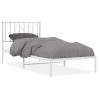 Cadre de lit métal sans matelas avec tête de lit blanc 90x190cm 