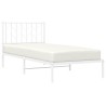 Cadre de lit métal sans matelas avec tête de lit blanc 90x190cm 