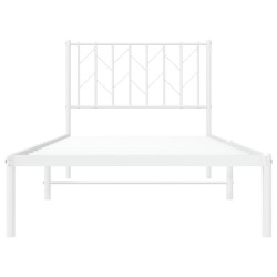 Cadre de lit métal sans matelas avec tête de lit blanc 90x190cm 