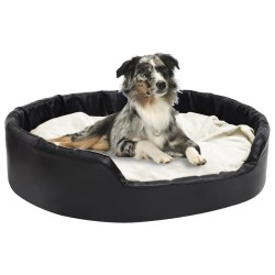 Lit pour chiens Noir et beige 99x89x21 cm Peluche et similicuir 