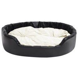 Lit pour chiens Noir et beige 99x89x21 cm Peluche et similicuir 