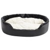 Lit pour chiens Noir et beige 99x89x21 cm Peluche et similicuir 